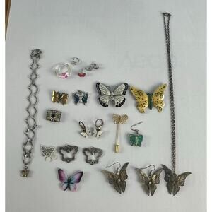 VTG Y2K Modern Butterfly Jewelry Lot Earrings Brooches Pendants Craft Lot